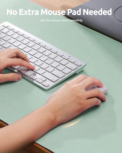 Image of YSAGi Leather Desk Mat, Large Mouse Mat, 60 x 35 cm, Light Green | Non-Slip Desk Pad, Keyboard Mat, Waterproof Table Protector Desk Accessories for Office & Home