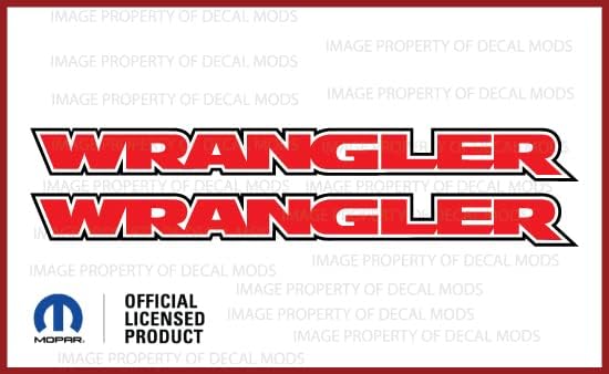 Miniatura 2 de Decal Mods Wrangler - Calcomanías gráficas para capó para Jeep Wrangler JK y JL (2007-2022), rojo blanco con contorno negro (juego de 2)  FJ6D1