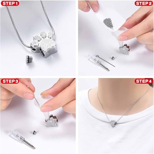zeqingjw Pet Cremation Jewelry for Ashes Pendant Paw Print Pet Heart Urn Necklace Memorial Keepsake Jewelry for Pet/Dog's/Cat's Ashes - Image 6
