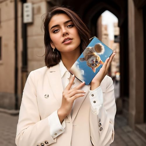 Wallet Women - Cute Orange Cat-C Print Leather Wallet for Women with Zipper, Cute Bifold Long Ladies Wallets 6