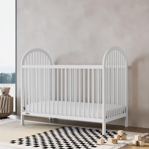 Image of Graco Olivia 3-in-1 Convertible Crib - GREENGUARD Gold Certified, 100% Solid Wood, Fits Standard Baby Crib Mattress, Converts to Toddler Bed and Daybed, 4 Adjustable Mattress Heights (White)