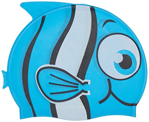 Touca Silicone Touquinha Infantil Peixinho Azul Marinho Esporte Natação Piscina Nadar Menino Menina