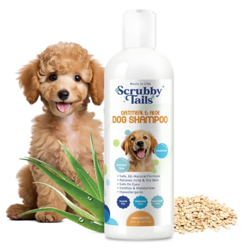Organic Dog Shampoo - Oatmeal Dog Shampoo for Itchy Skin - Hypoallergenic for Sensitive Skin & Puppies, Deodorizes Smelly Dogs, Tearless, Made in USA, 16oz (Unscented)