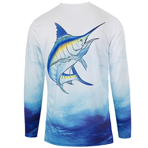 Boys 8-18 White Marlin Water Sport Fishing UPF Performance Shirt2