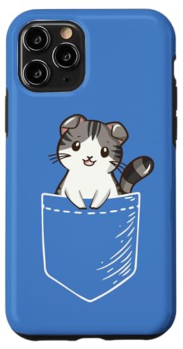 Funny Cartoon Kawaii Womens Kids Pocket Scottish Fold Lover �X�}�z�P�[�X iPhone 11 Pro �p