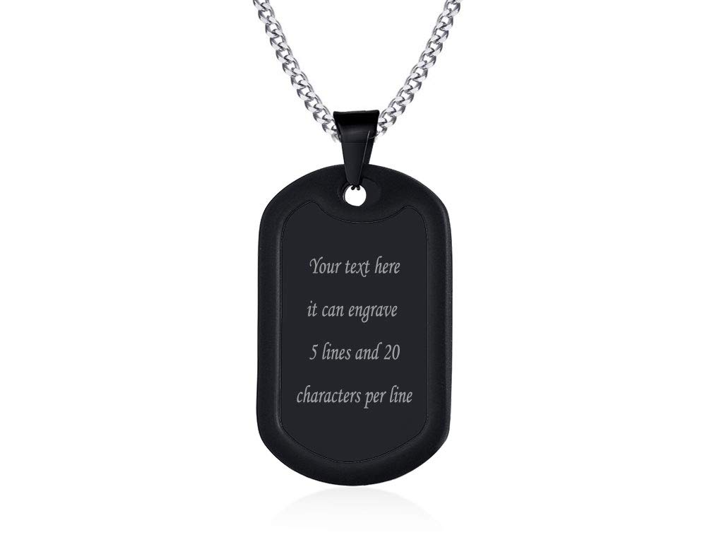 VNOXPersonalized Customize Military Dog Tags Necklace Pendant Keychain with Black Silencer,Inspiration Gift, Stainless Steel, Stainless Steel