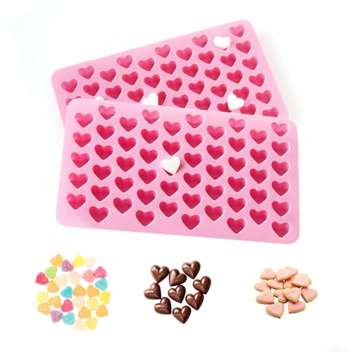 2 Pack Heart Chocolate Mold Heart Silicone Molds Mini Heart Chocolate Mold, Non-Stick Food Reusable, For Jelly, Ice Cube, Candy, Chocolate,Candle, Soap Making Supplies