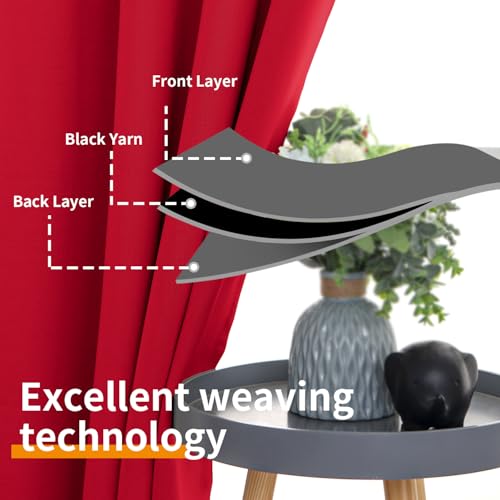 Image of YoungsTex Red Blackout Curtains 68 Inches Length for Living Room - Thermal Insulated with Grommet Room Darkening Drapes Christmas Decor for Bedroom, 2 Panels, 42 x 68 Inch