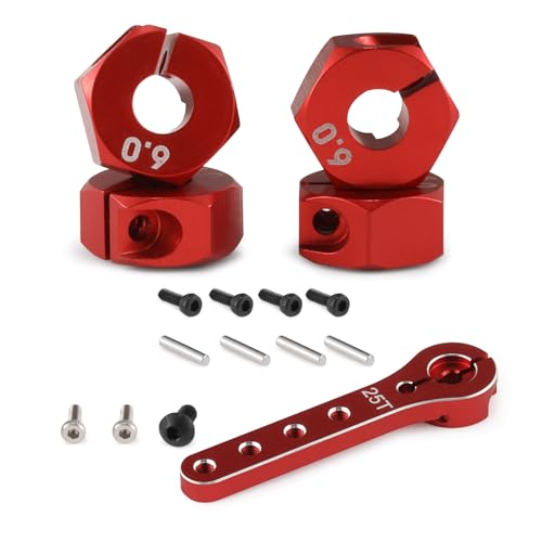 SHALUOMAN 25T Servo Horn 56mm Metal Compatible with 30-100CC Balsa Airplanes RC Plane Helicopter Car,5.0mm Aluminum Wheel Hex Parts for Arrma 1/10 Granite Upgrades Parts (R 0.6MM)