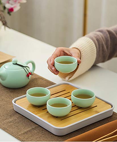 Hoobar® Ceramic Kungfu Tea Set,Portable Travel Tea Set With Teapot,Teacups,Tea Canister,Tea Funnel,Fair Cup,Tea Tray And Travel Bag,Suitable For Travel, Home,Outdoor And Office (Green) #TOP7