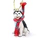 Siberian Husky Black and White with Blue Eyes Miniature Ornament