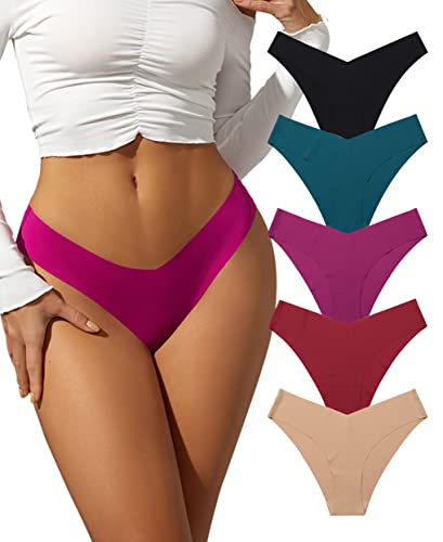 Bajaoey Seamless Cheeky Underwear For Women Soft Stretch Invisibles No Show Bikini Panties For Women Hipster 5 Pack S-Xl #TOP24