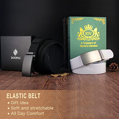 Image of DOOPAI Belt Men, elastic golf belts for men, 2 Pack Nylon Ratchet Belt Mens Belts Casual, Adjustable Trim to Fit