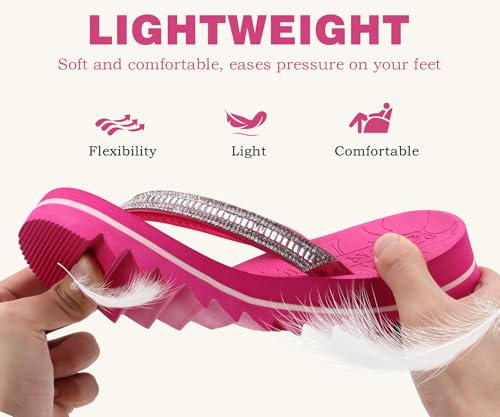 ONCAI Flip Flops for Women, Beach Thong Sandals Womens with Arch Support, Dressy Rhinestone Comfortable Yoga Mat and Non Slip Rubber Soles for Summer US Size 5-114