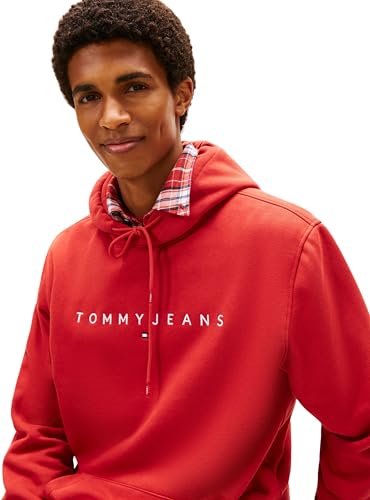 Tommy Jeans Herren TJM REG Linear Logo Hoodie EXT DM0DM20746 Pullover Hoodie, Rot (Terracotta Red), M, Rot (Terracotta Red), M 2