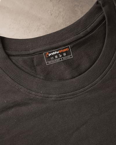 Image of prabhu bhakti Men's Oversized Shri Ram Printed Black T-Shirt | Back Print Drop Shoulder Pure Cotton Oversized Tshirt for Men
