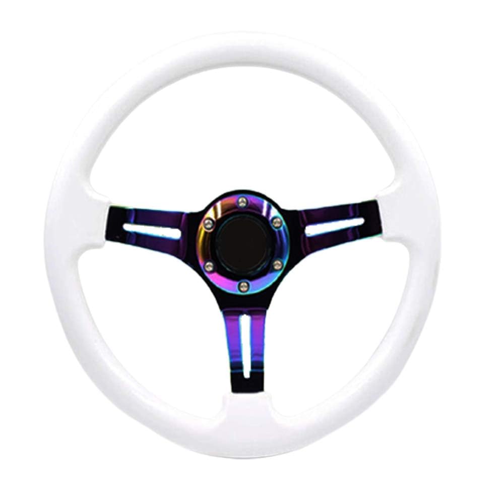 YEHICY 14inch Classic ABS White Car Racing Steering Wheel