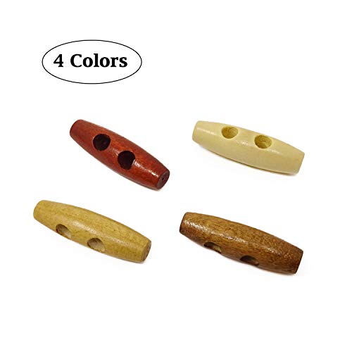 Honbay 40Pcs 2 Holes Olive Shape Sewing Wood Toggle Buttons For Clothes #TOP2