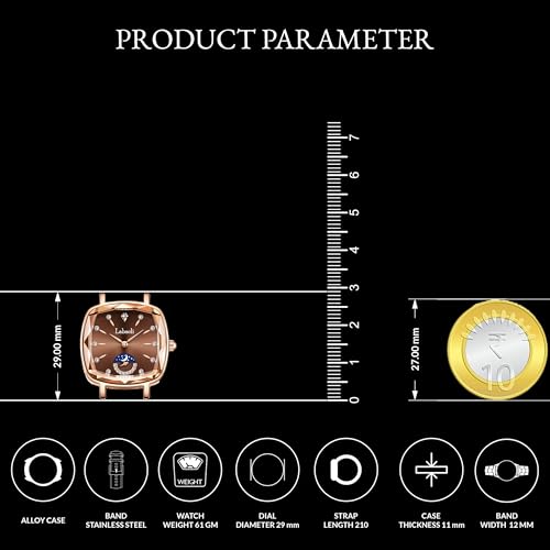Image of LONGBO Labaoli Women Stainless Steel Watches Analog Rose Gold Band and Square Dial Women's Watch for Girls &Miss & Ladies Diamond Studded with Stylish Watches Waterproof | Gift for Wife | Gift for Sister