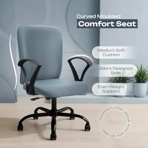 Image of IAFA FURNITURE Mavro Office Chair, Mid Back Upholstery Ergonomic Home Office Desk Chair with Fixed Armrests & Spacious Cushioned Seat | Heavy Duty Metal Base (DIY) (Grey)