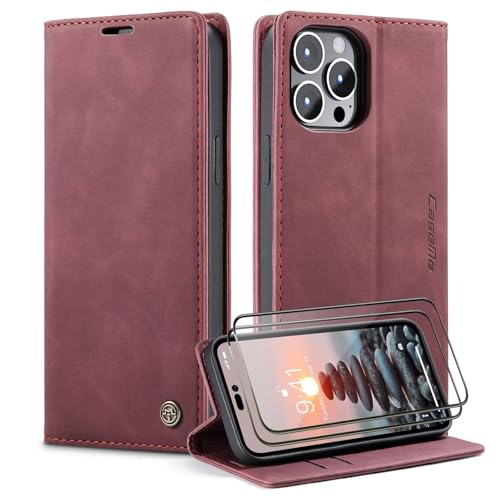 Étui iPhone 14 Pro Max rouge en cuir portefeuille pour simplifier vos déplacements urbains