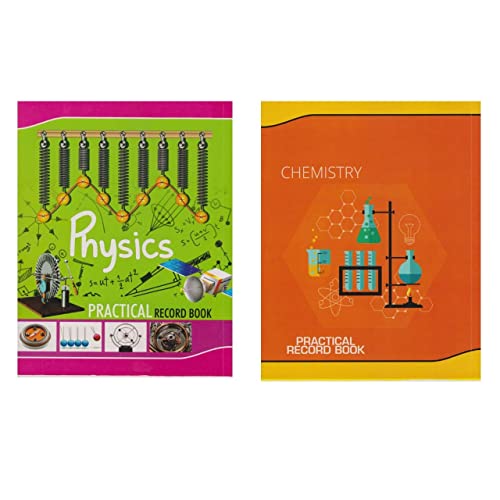 Book Birds Physics and Chemistry Practical Record Books, Hard Cover,1 Side Ruled & 1 Side Plain (Pack of 2)
