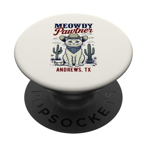 Andrews TX USA - Divertido diseño de gato Meowdy Pawtner PopSockets PopGrip Adhesivo