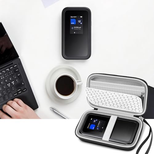 Image of Boobowl Hard Travel Router Case for NETGEAR Nighthawk 5G Mobile Hotspot M7, Portable WiFi 7 Router Holder Organizer with Detachable Strap, Shock Pad & Mesh Pocket for Travel (Black, 5G)