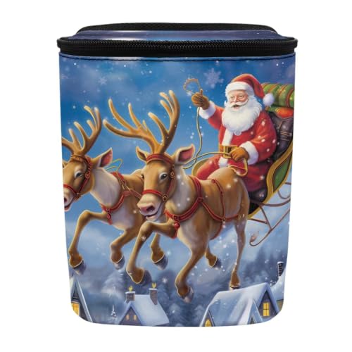 Image of Christmas Santa Claus Car Trash Can with Lid Proof Organizer and Storage Bag Car Garbage Can with Adjustable Straps for Cars Truck,SUV