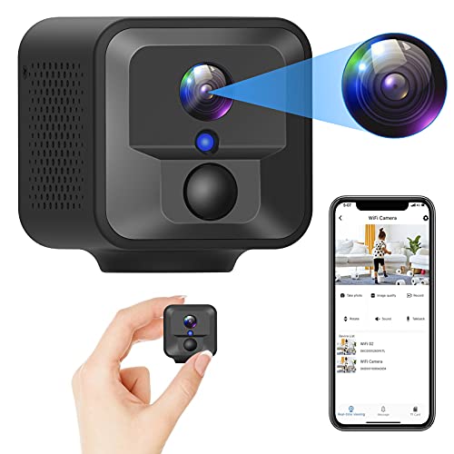 Mini Spy Camera WiFi Wireless Hidden Cameras Full HD 1080P Nanny Cam with Cell Phone App, Small Security Camera with Night Vision PIR Motion Detection for Home Office Car Indoor or Outdoor