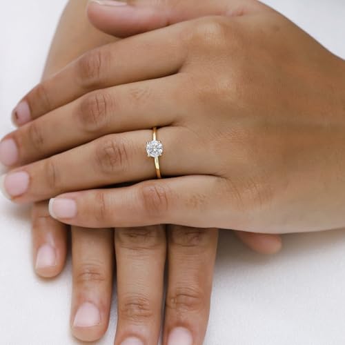 18K Gold Plated Solitaire Ring For Women | Moissanite Diamond Engagement Ring | Moissanite Promise Rings Jewelry Gifts For Her (0.40ctw - 1.20ctw)3