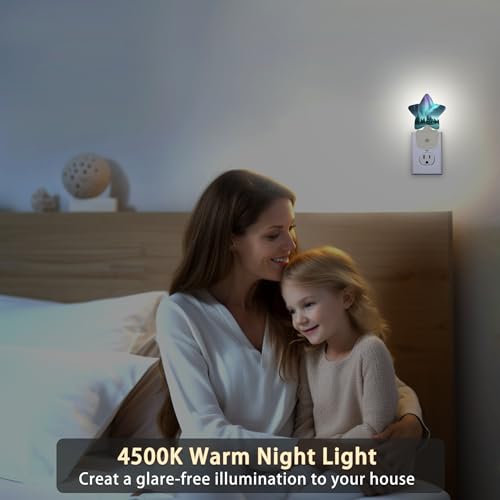 Image of Northern Lights Forest Plug-in Night Light with Dusk-to-Dawn Sensor for Bedroom,Bathroom and Living Room Sleep Friendly lamp for Women /Girls /Boys Gift,0.5W
