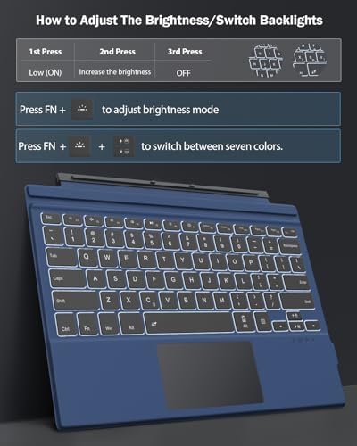 Clavier Surface Pro 4 bluetooth rétroéclairé avec pavé tactile batterie indigo - 4