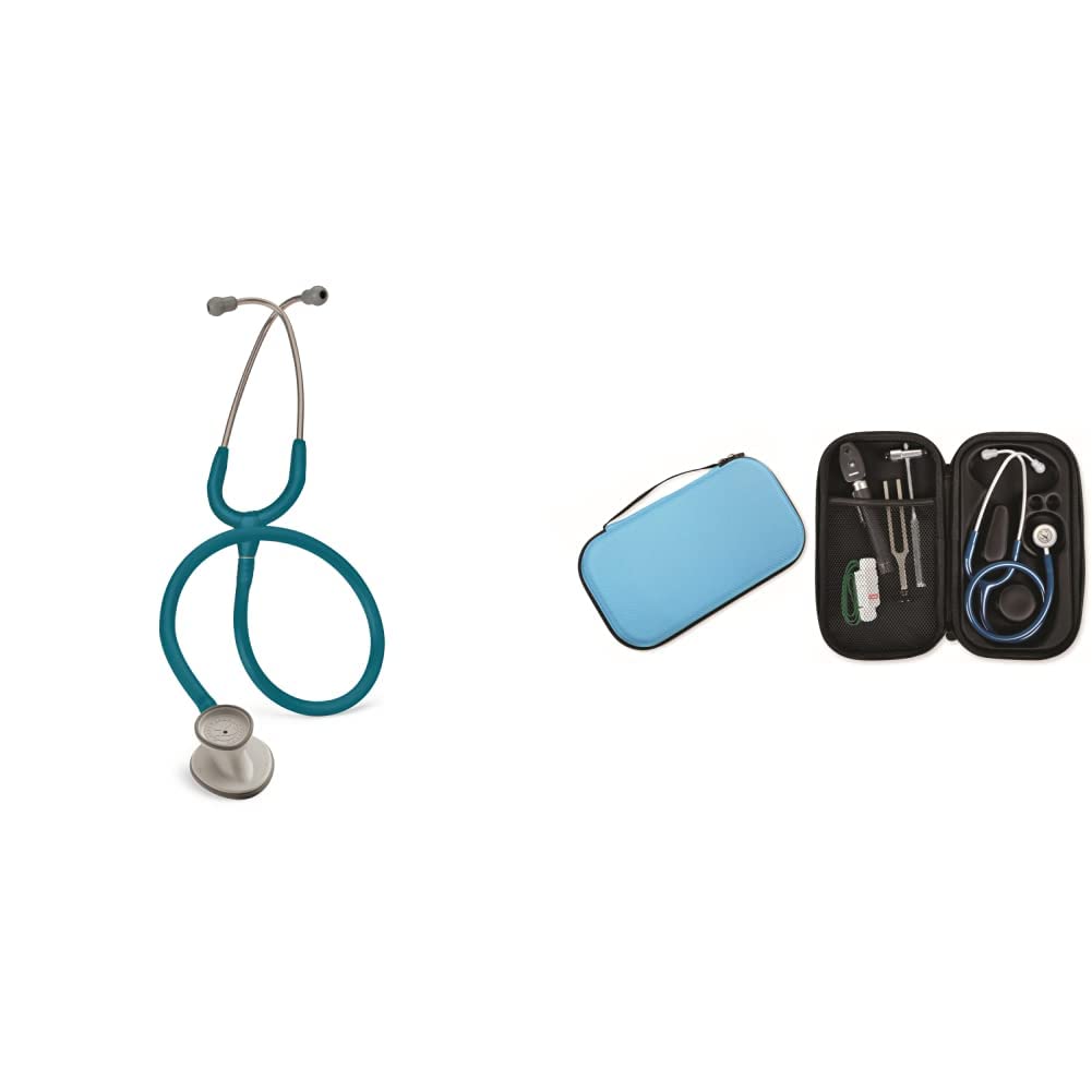 3M Littmann Lightweight II S.E. Stetofonendoscopio Blu Caraibi, 2452 + GIMA ASTUCCIO PORTA FONENDO, Turchese, Uso Professionale