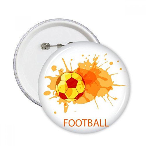 Bouton vêtements décoration football badge rond orange multicolore lot de 5 pièces