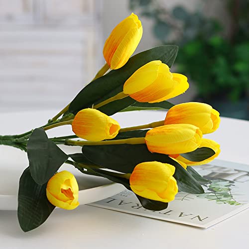 Stafeny Lot de 2 tulipes artificielles d'extérieur avec 9 têtes de fleurs pour la maison, le mariage Cover