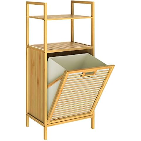 CASARIA Mueble de baño 2en1 de bambú con Cesto Integrado Cover