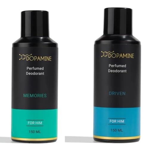 Dopamine Deodorant for Men Combo Long lasting Smell - Body Spray For Man, Premium Men's Deo for Fresh smell - Memories and Driven - (150 ml x 2)