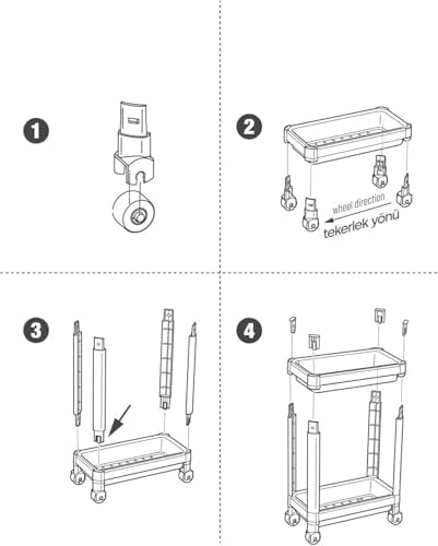 Orret Home 2 Katlı Tekerlekli Tezgah Altı Raf Organizer Düzenleyici Raf Ünitesi, Evye Altı Dolap İçi Düzenleyici, Mutfak Banyo Deterjanlık Şampuanlık Sebzelik,Taşınabilir Saklama Rafı (Gri) - Görsel 7