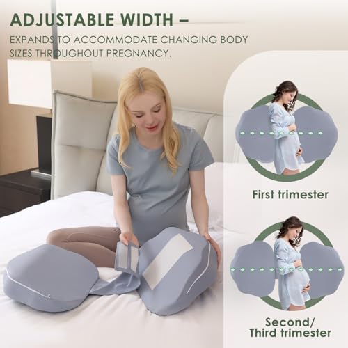 Image of Chilling Home Memory Foam Pregnancy Pillow for Sleeping, Cooling Maternity Pillow for Pregnant Women, Travel Wedge Pillows for Side Sleeper, Support for Back, Belly, Detachable Design, Height 6inch