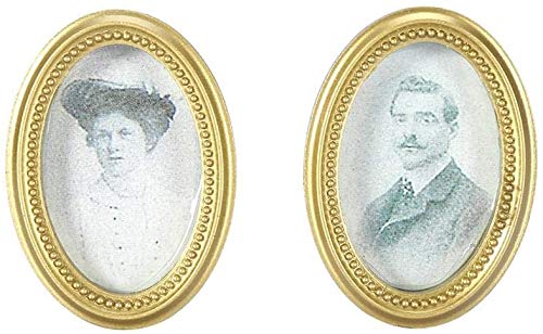 Wifehelper 2 Pcs/Set Maison De Poupée Miniature Cadre Ovale Cadre Photo Mini Encadré Image Couple Photos Décoration Murale Intéressant Jouet Cover