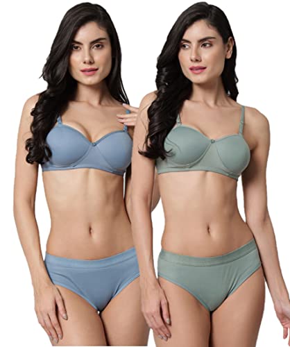 Image of Women Sexy Cotton 2 Piece Bra and Panties Lingerie Set for Honeymoon | Anniversary | Everyday Bra Panty Combo