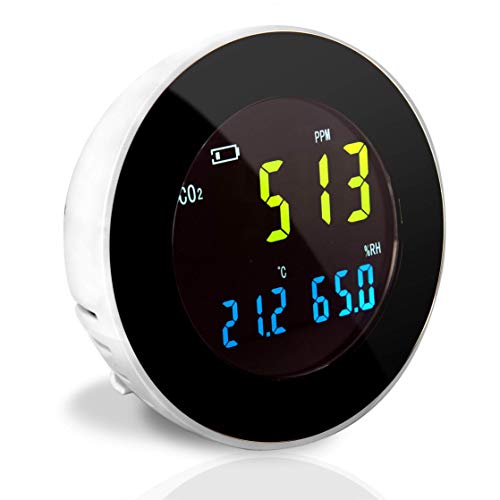 Pyle Smart Indoor Air Quality Monitor - Digital Hygrometer Thermometer Test Gauge, Air Tester for Home, Pollution Sensor Detector, Carbon Dioxide Meter, Temperature and Humidity Tester Kit -PCO2MT05