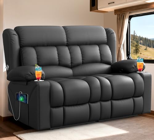 MOSGAT RV Recliner Loveseat with USB & Cup Holders