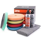 SPTA HD Buffing Polishing Pads, 6 Inch Orbital Buffer Pads Hook and Loop Buffing Pads, Foam Polish Pad 5 Grits from Coarse to Fine for 6 Inch DA Rotary Polisher Compounding, Polishing and Waxing