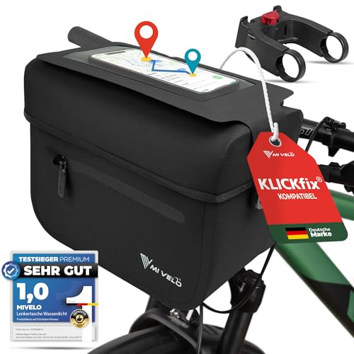 klickfix lenkertasche für e-bike kalkhoff MIVELO Fahrrad passend - 100% wasserdicht - Fahrradtasche Lenker - abnehmbares Handyfach - Tasche Lenker couleur:Fatboy Stripe Orange Creme Um Pedale von einem Auflagenbox