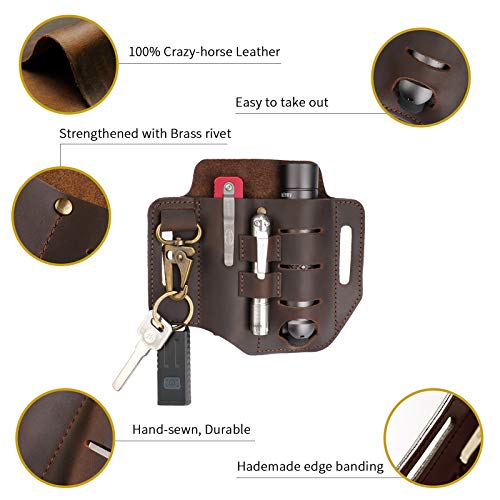 VIPERADE PJ13 Plus Multitool Sheath for Belt, EDC Pocket Organizer for Men, EDC Sheath with Key Holder, Flashlight Holder, Pen Holder, Multitool Leather Sheath for Leatherman (Plus-Black)