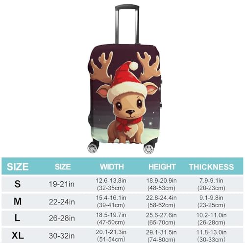 Cute Christmas Reindeer Printed Luggage Cover Protector, Fits 18-32 Inch Luggage2