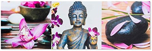 Cadre toile Bouddha et orchidée pour salon moderne M1