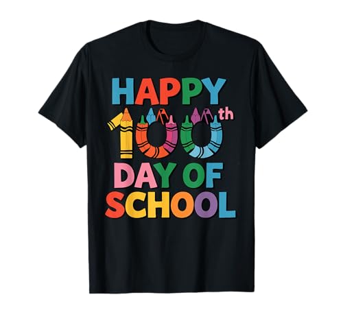 Happy 100th day of school teacher students kids boys girls t-shirt